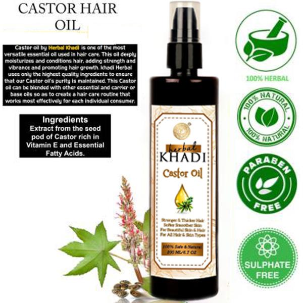 Herbal Khadi Herbal Hair Oil, Natural Cold Pressed Castor Oil for Hair  Growth and Skin Care, Eyebrow Eyelash & Nails care 200 ml Pack of 1 -  JioMart