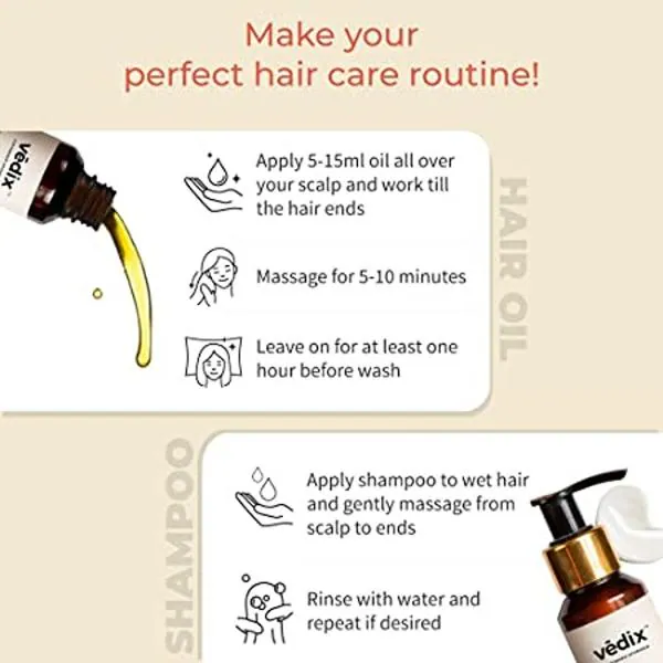 Vedix Ayurvedic Hair Care Combo Pack, Customized Hair Oil for Dandruff and Anti Dandruff Shampoo