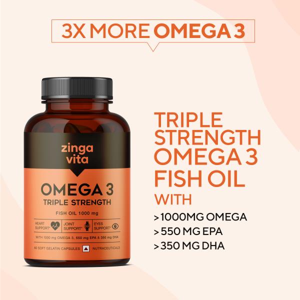 Zingavita Triple Strength Omega 3 Fish Oil Capsule 1000 mg (550 Mg EPA