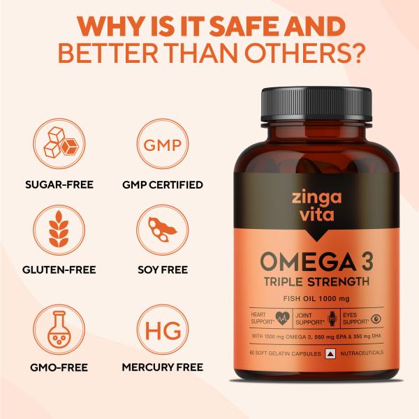 Zingavita Triple Strength Omega 3 Fish Oil Capsule 1000 mg (550 Mg EPA