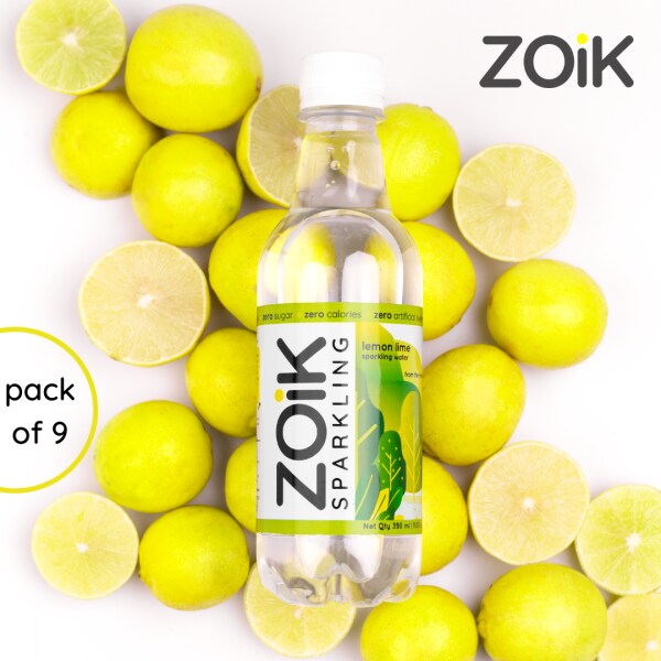 ZOiK Lemon Lime Flavoured Sparkling Water (Pack of 9) JioMart