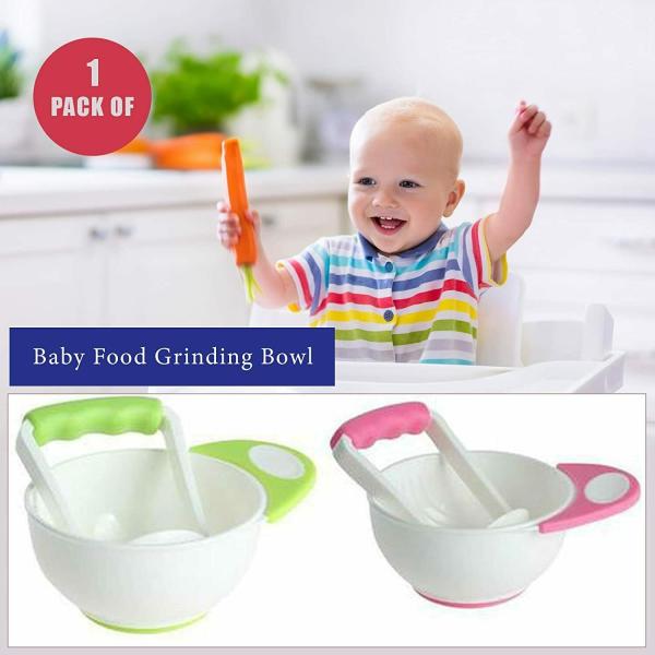 Safeokid Grinding Feeding Bowl, Portable Masher/Serving Bowl For Baby Food Preparation Blue