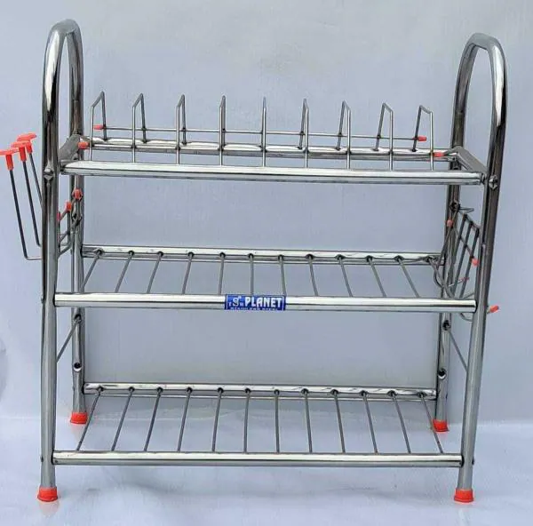 TSW Stainless Steel Round Pipe Stand Utensil Kitchen Rack,Silver JioMart