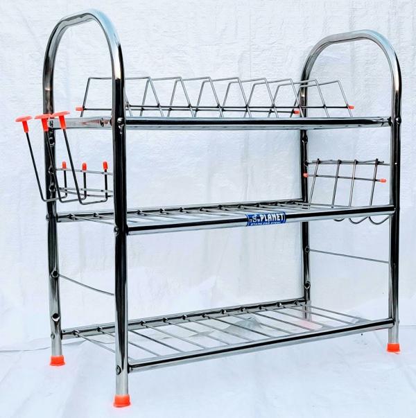 TSW Stainless Steel Round Pipe Stand Utensil Kitchen Rack,Silver JioMart