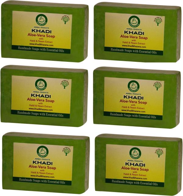 Khadi Pure Aloe Vera Soap 125 g (Pack of 6) Soap Herbal Soap Bath Soap Handmade Soap