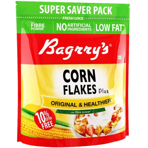 Bagrry's Corn Flakes Plus Original and Healthier, 800 GM (with Extra