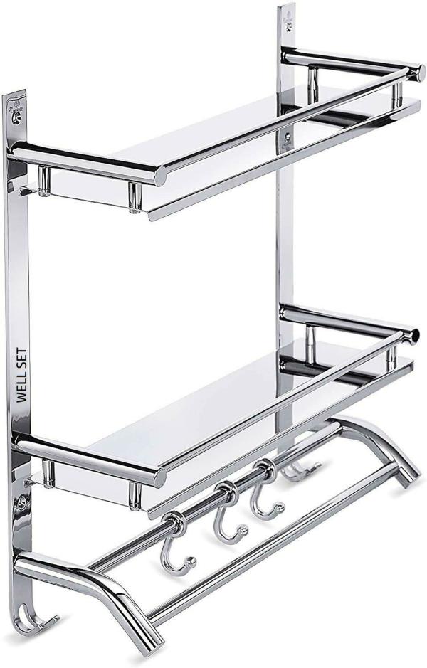 Well Set Silver Stainless Steel Bathroom Shelves (2 Shelf) JioMart