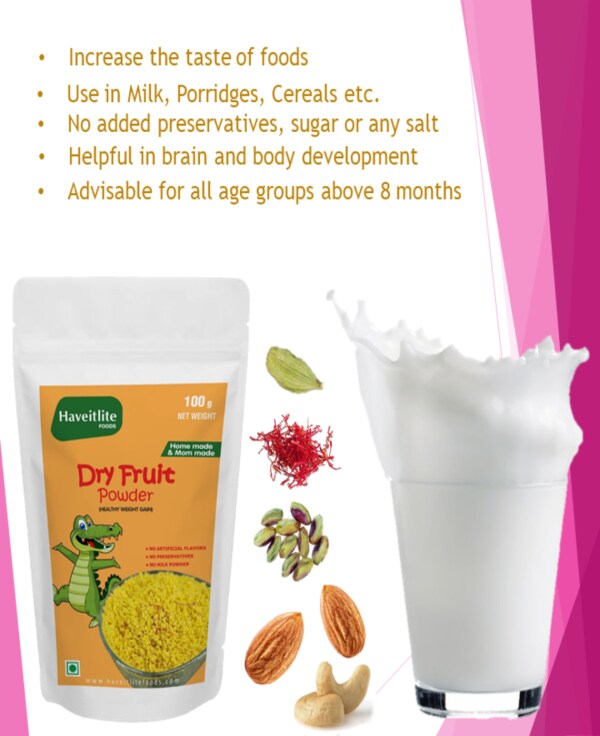 Haveitlite Foods Dry Fruit Powder Almond Cashew Pistachio Saffron for