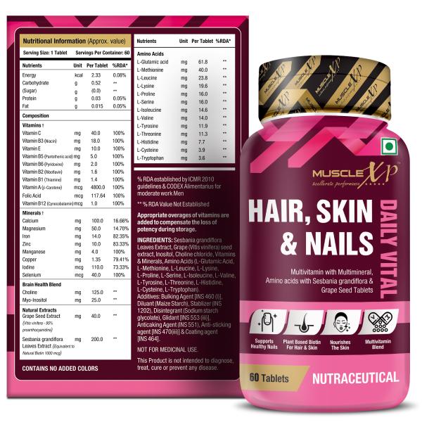 MuscleXP Multivitamin Hair, Skin and Nails with Biotin & Amino Acids