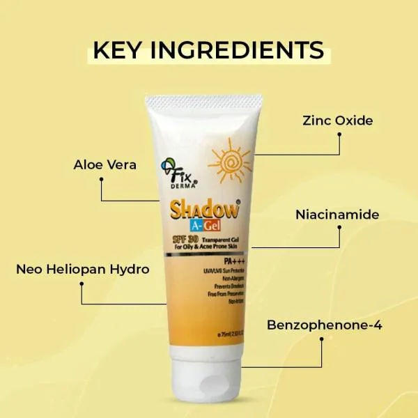 Fixderma Shadow Sunscreen AGel SPF 30 for Acne Prone Skin, NonOily 75ml JioMart