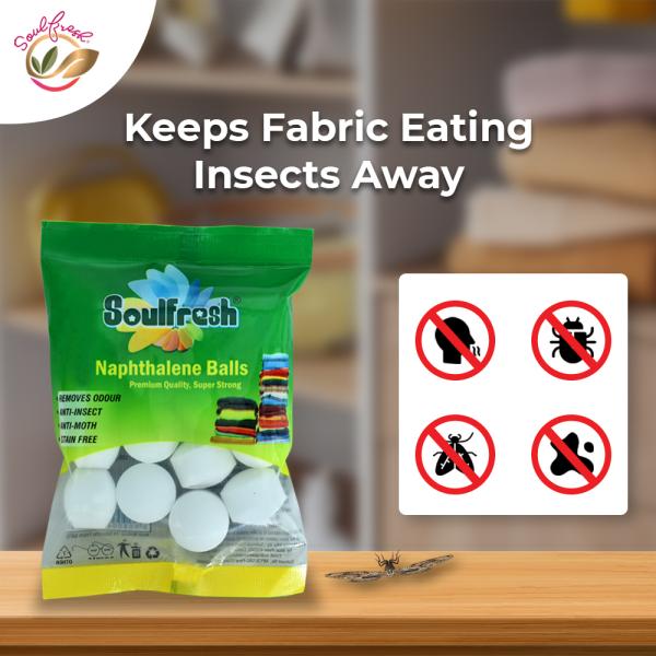 SOULFRESH Naphthalene Balls 200gm for Clothes, Bathroom, Cockroaches