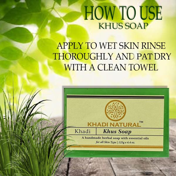 Khadi Natural Khus Handmade Bathing Soap For Cleanse & Soften The Skin