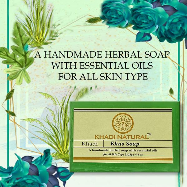 Khadi Natural Khus Handmade Bathing Soap For Cleanse & Soften The Skin