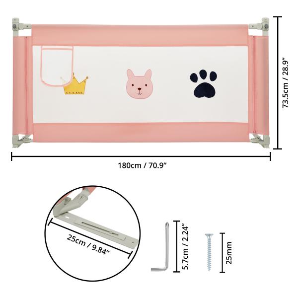 About Space Foldable Bed Rail for New Born Toddler Kids 6 x 2.5 Feet