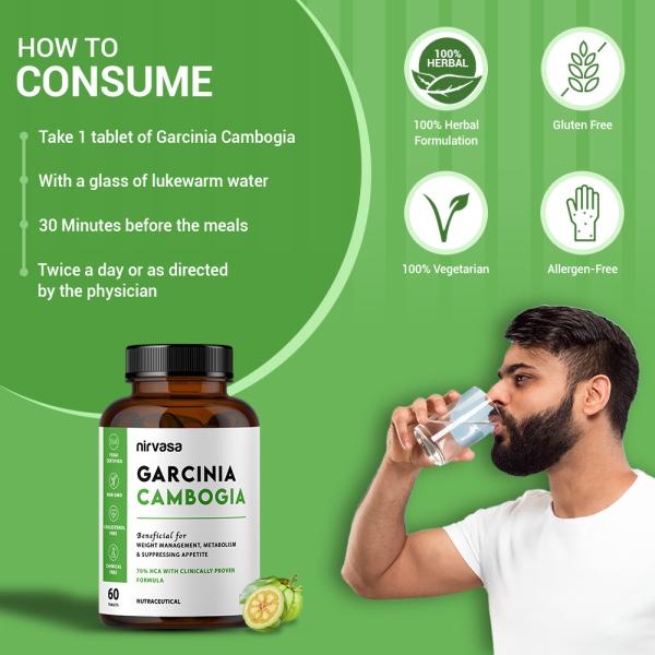 Nirvasa Garcinia Cambogia (800mg) with Green Tea Tablets Natural