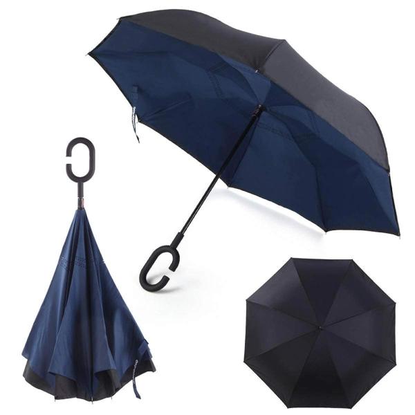 Flypro Multicolor Windproof Upside Down Umbrellas With C Shaped Handle