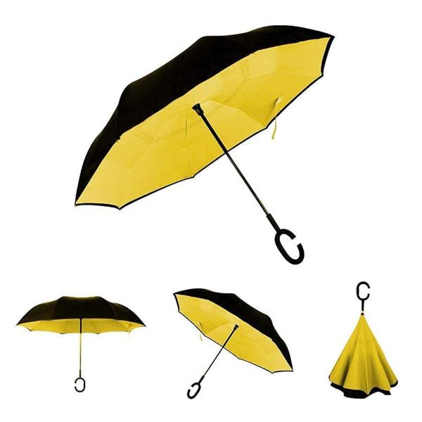 Flypro Multicolor Windproof Upside Down Umbrellas With C Shaped Handle