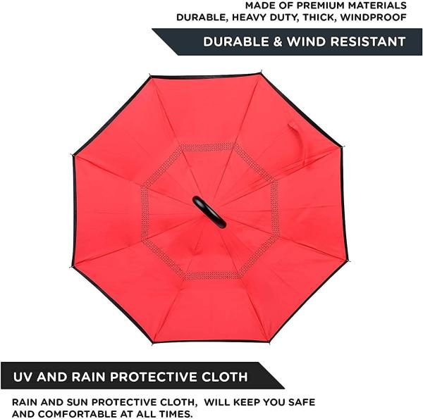 Flypro Multicolor Windproof Upside Down Umbrellas With C Shaped Handle