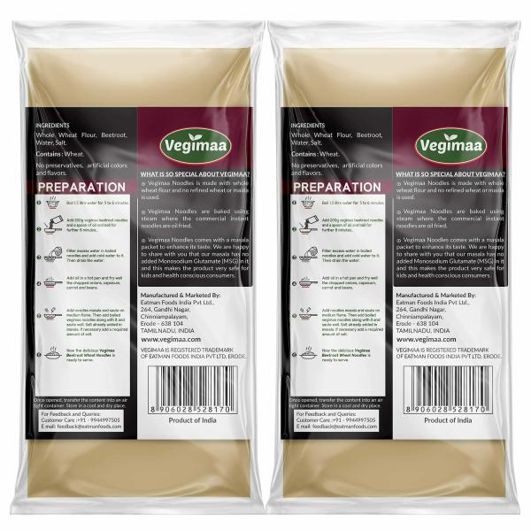 Vegimaa Beetroot Wheat Noodles, Made with whole wheat flour and real