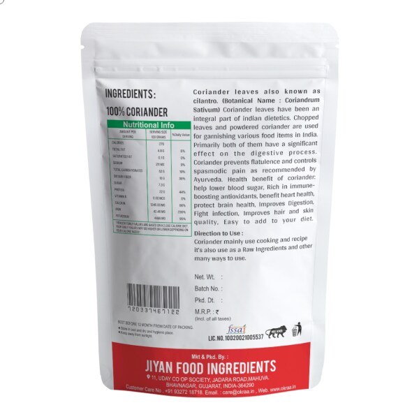 OKRAA Coriander Leaves Powder 1 KG / Dehydrated Dhaniya Leaf Powder