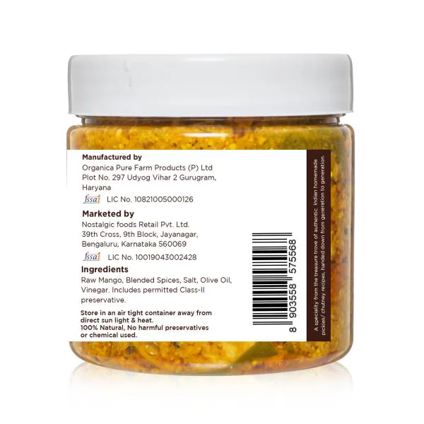 Delight Foods Olive Oil Mango PickleIndian Preserve, Chutney, UppinKai