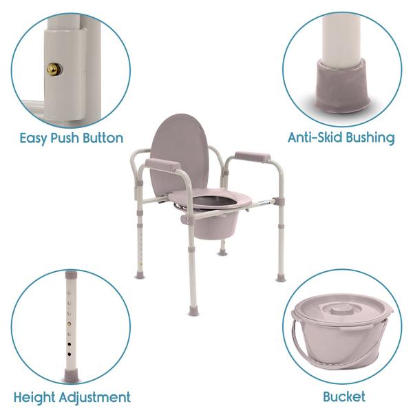 KosmoCare Folding Commode Chair with Seat Cover 3in1 Usage