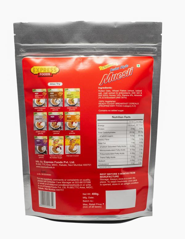 Express Foods Swiss Style Muesli Breakfast Cereal 400g Standipouch
