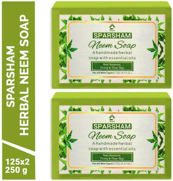 Sparsham HANDMADE NEEM SOAP FOR PURIFIED SKIN RASHES ACNE & PIMPLE 250g PACK OF 2 JioMart
