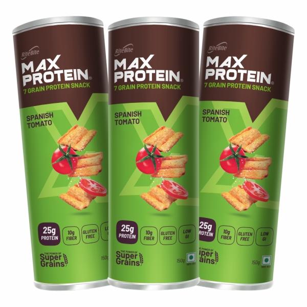 Max Protein Spanish Tomato Protein Chips, Pack of 3 150g each JioMart