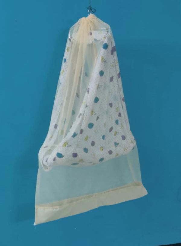 KEETATO Baby Mosquito Net Ivory Color for Baby Jhula/Cradle 0 to 24