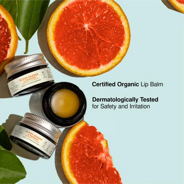 Juicy Chemistry Blood Orange & Rosehip Organic Lip Balm For Pigmented