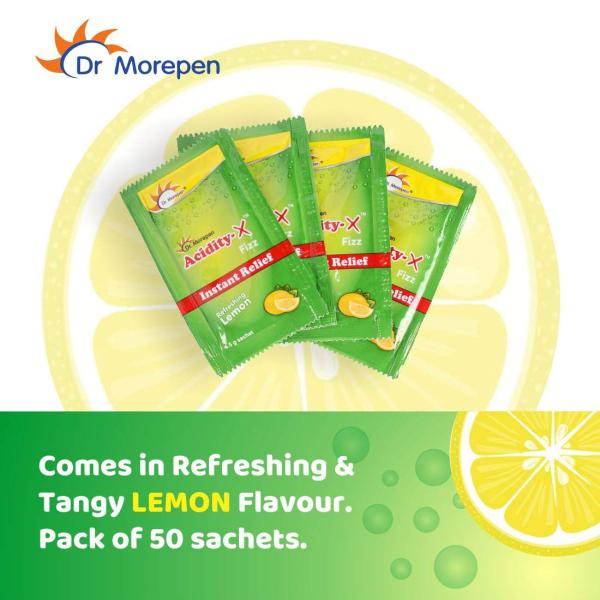 DR. MOREPEN AcidityX Fizz Instant Relief Acidity Indigestion & Gas Lemon Pack of 50