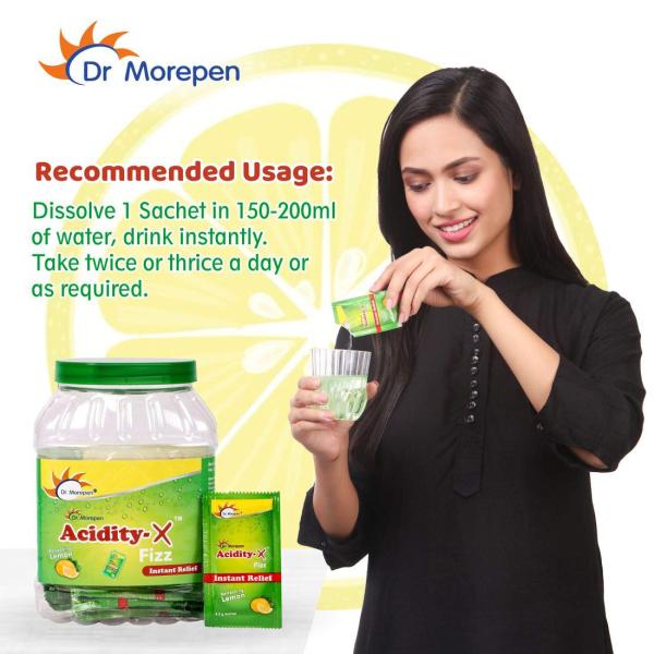 DR. MOREPEN AcidityX Fizz Instant Relief Acidity Indigestion & Gas Lemon Pack of 50