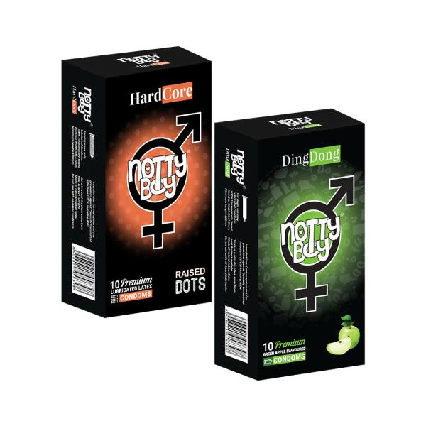 NottyBoy Super Raised Dots and Tangy Green Apple Flavour Condoms - 20 ...
