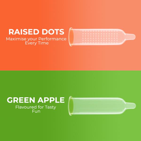 NottyBoy Super Raised Dots and Tangy Green Apple Flavour Condoms - 20 ...