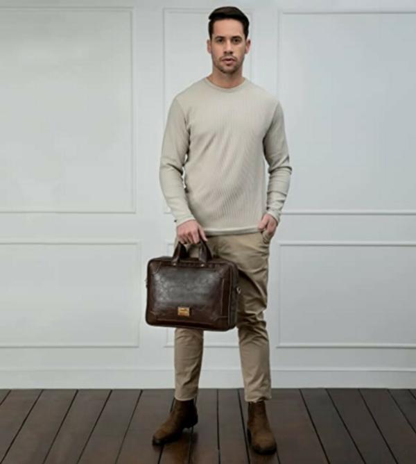Smith & Blake Brown Faux Leather Laptop Bag Texas JioMart
