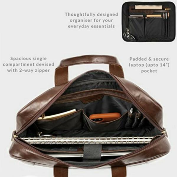 Smith & Blake Brown Faux Leather Laptop Bag Texas JioMart