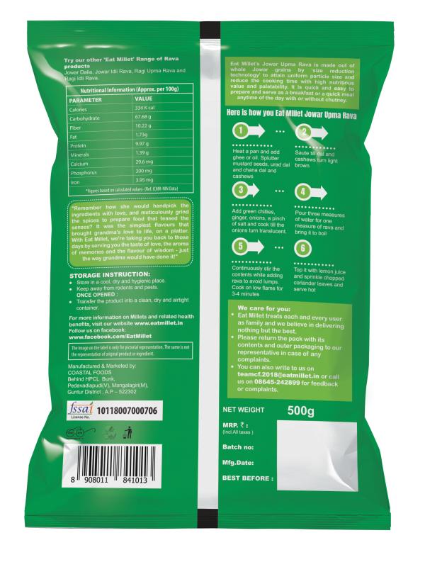 Eat Millet Jowar Upma Rava 500 Gms JioMart