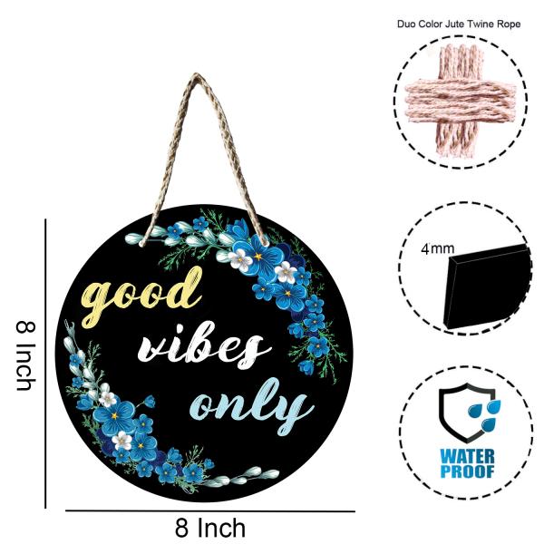 The Shine Store Good Vibes Only Wall Hanging Board Plaque Sign for Room