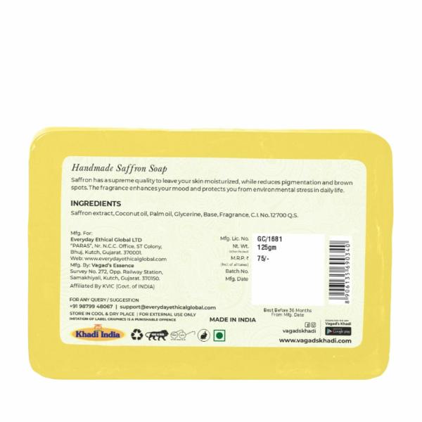 Vagad's Khadi Saffron Soap 125gm Reduces Pigmentatio Spots