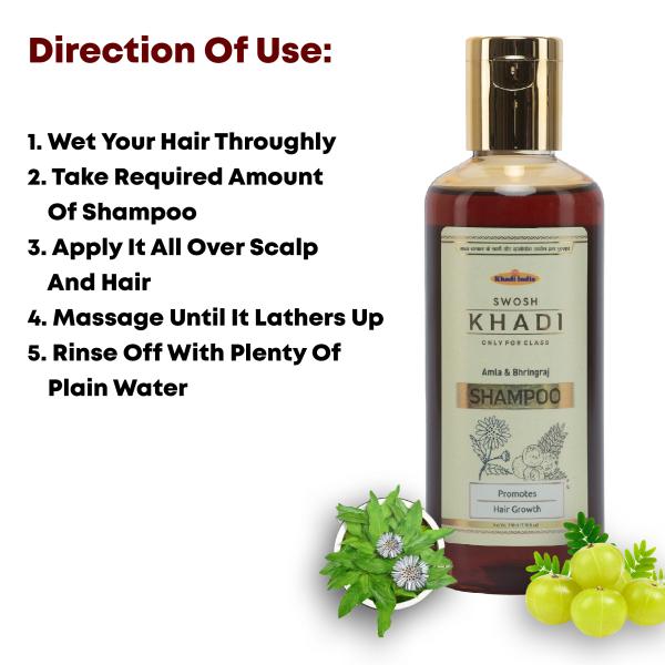 Swosh Khadi Amla & Bhringraj Hair Cleanser Hair Fall Control Shampoo Combo  Pack 2 (210 ML) | SLS & Paraben Free| Herbal And Natural | (420 ML) -  JioMart
