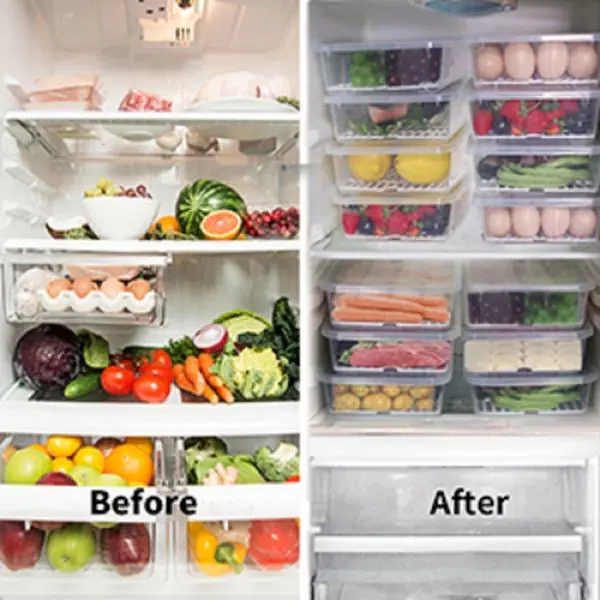 Fridge Storage Boxes Fridge Organizer with Removable Drain Plate and