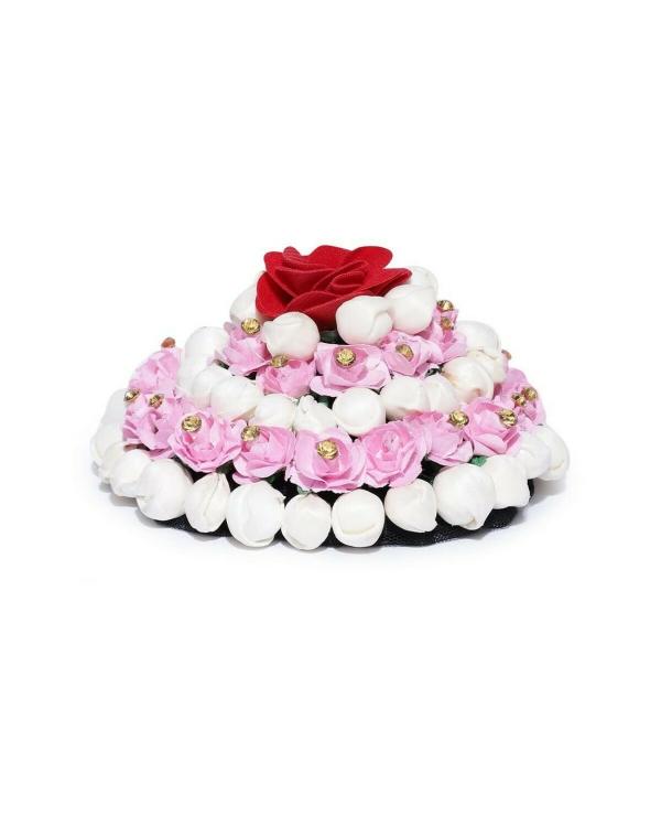 LYTIX Synthetic Artificial Multicolor Design Rose Flowers Bridal Bun