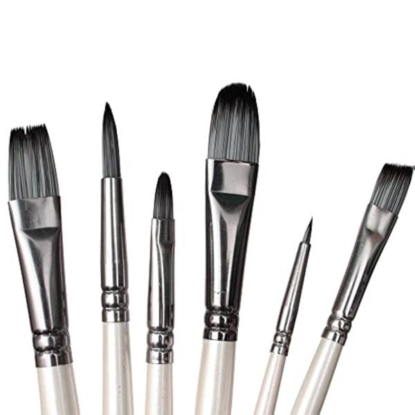 FRKB 6pc Synthetic Mix Black Hair Paint Brush Set for Watercolor and Acrylic Painting JioMart