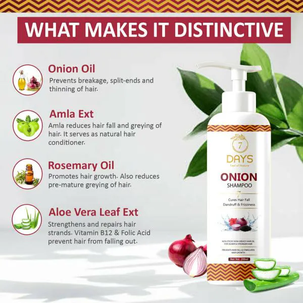 7 Days Red Onion Black Seed Oil Hair Growth Shampoo (200 ml) - JioMart