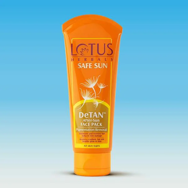 Lotus Safe Sun DeTan AfterSun Face Pack, reduces Sun Tan, Brightens