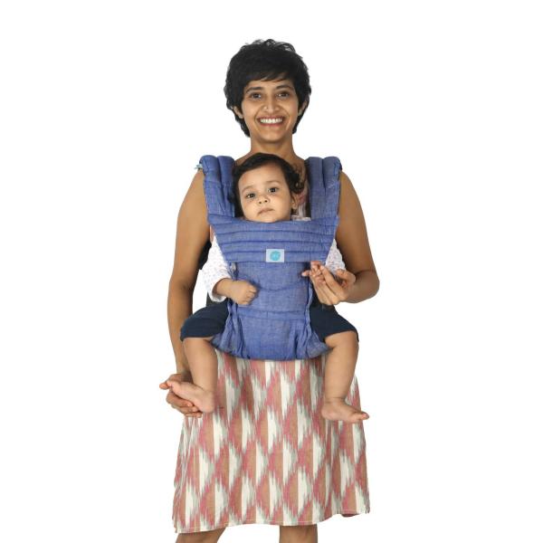 Soulslings Light Blue Anya Linen 3 Position Baby Carrier with Hip