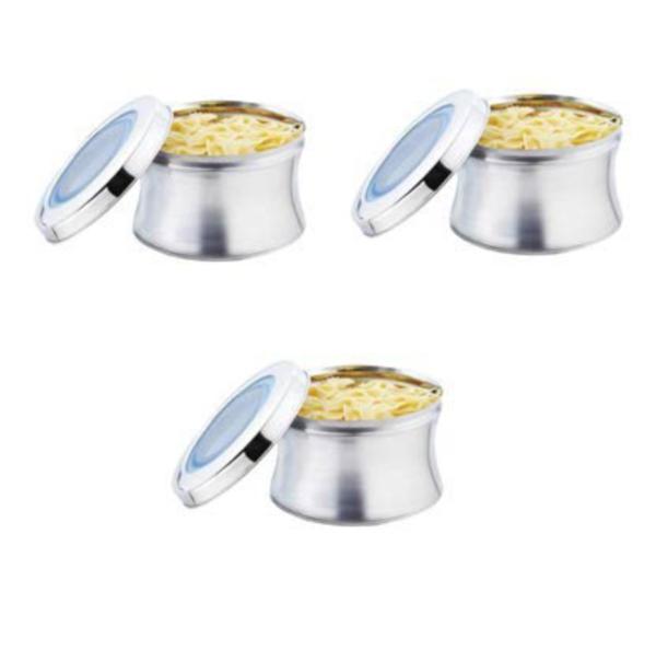 JVL Silver Stainless Steel Steel Food Storage Store'S Tin Container For