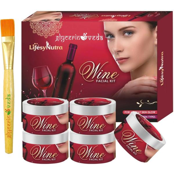 GlycerineVeda Women Professional Red Wine Facial Kit with Face Pack and