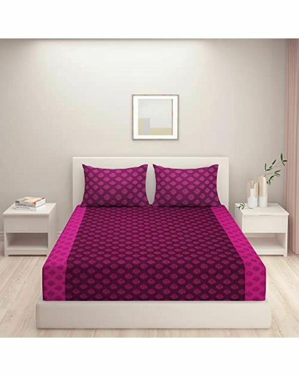 Swayam Floral Design Cotton Double Bedsheet with 2 Pillow Covers (274.